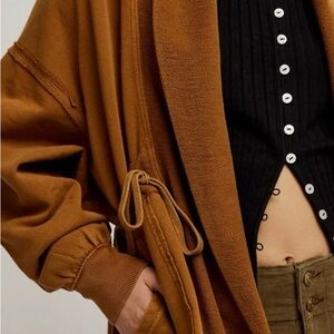 Free People Chai Brown Tie-Front Draped Cardigan (Boothbay) READ DESCRIPTION